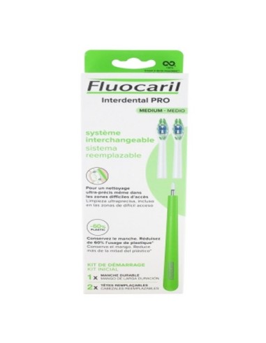 Fluocaril Interdental Pro Cepillo Medio - 2 Cabezales y 1 Mango