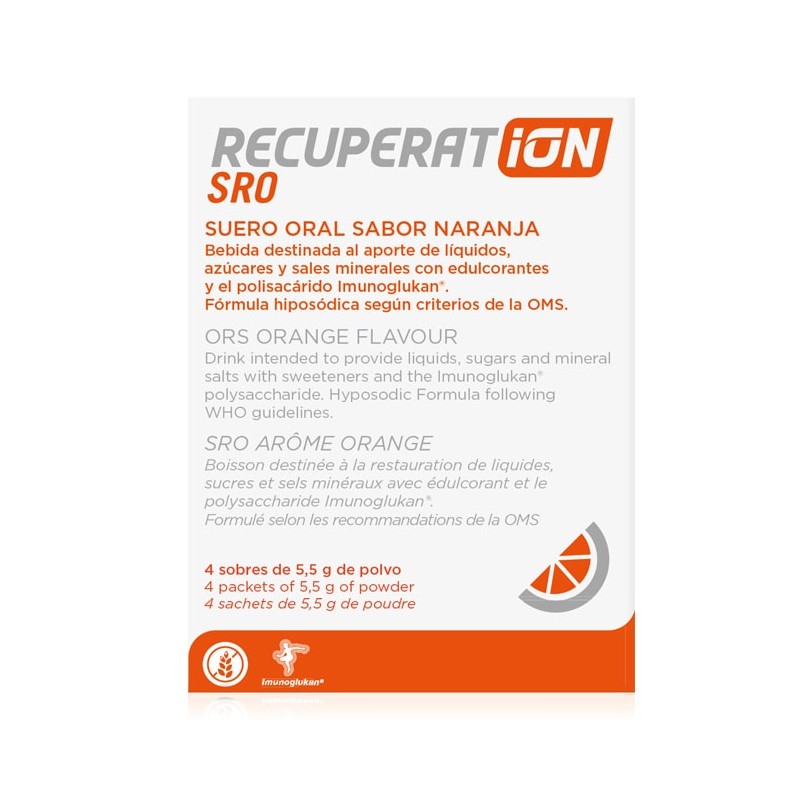 Recupertat-Ion SRO Solución de Rehidratación Oral Sabor Naranja – 4 Sobres