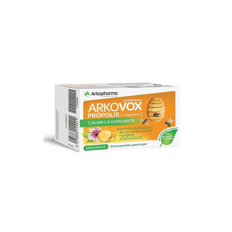 ARKOVOX Própolis + Vitamina C – Calma Garganta (24 Comprimidos Sabor Menta)