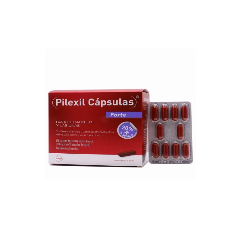 Pilexil Cápsulas Forte para el Cabello y las Uñas - 100 + 20 Cápsulas de Regalo