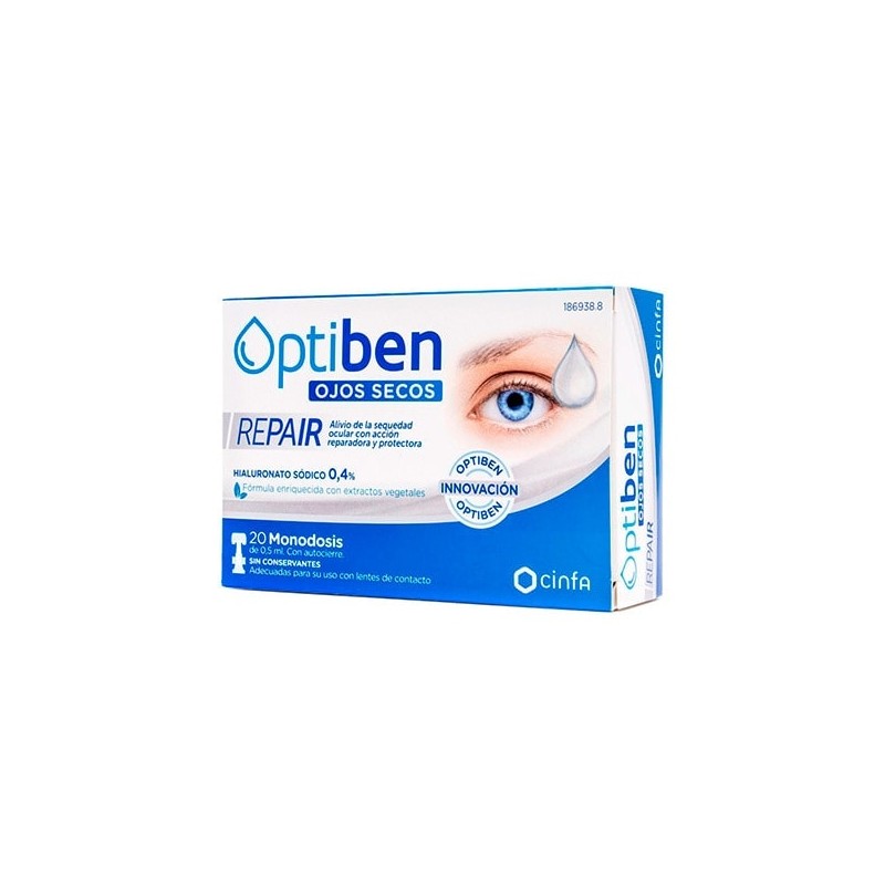 Cinfa Optiben Ojos Secos Repair Solución Oftálmica Monodosis - 20 Ampollas