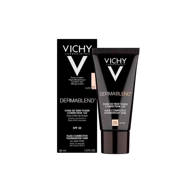 Vichy Dermablend Fondo de Maquillaje Fluido Corrector 16H SPF 35 Tono 25 Nude (30 ml)