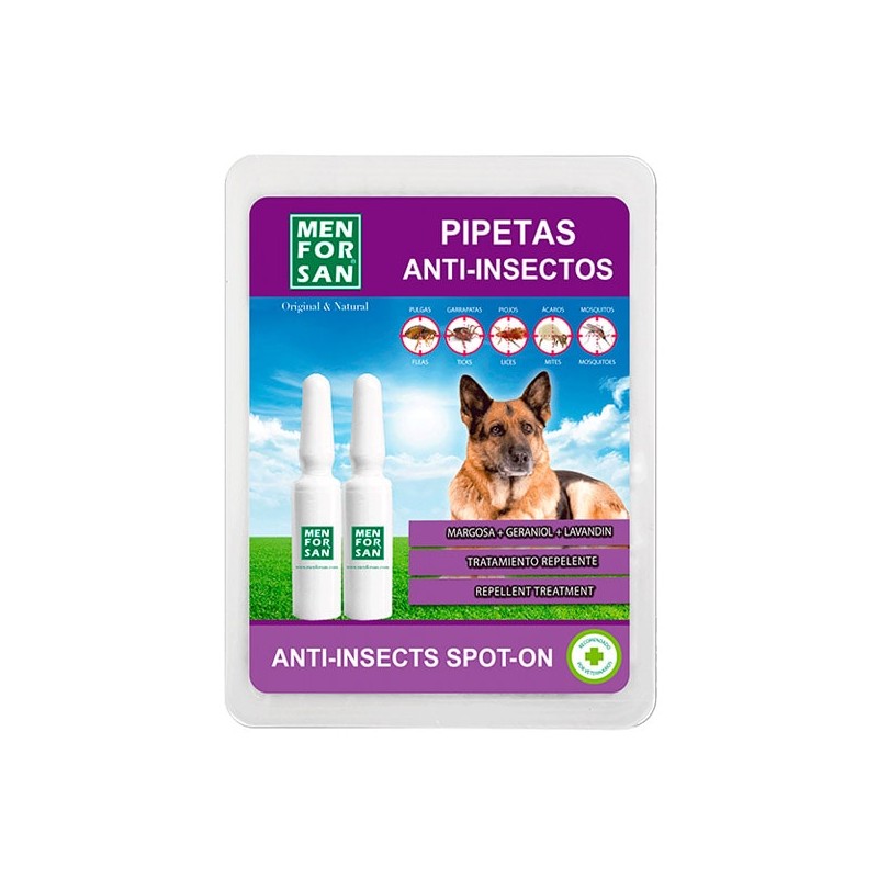 Menforsan Pipetas Anti-Insectos Repelente Natural para Perros – 2 Unidades