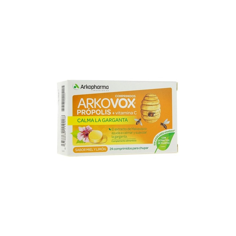 ARKOVOX Própolis + Vitamina C  – Calma Garganta (24 Comprimidos Miel Limón)