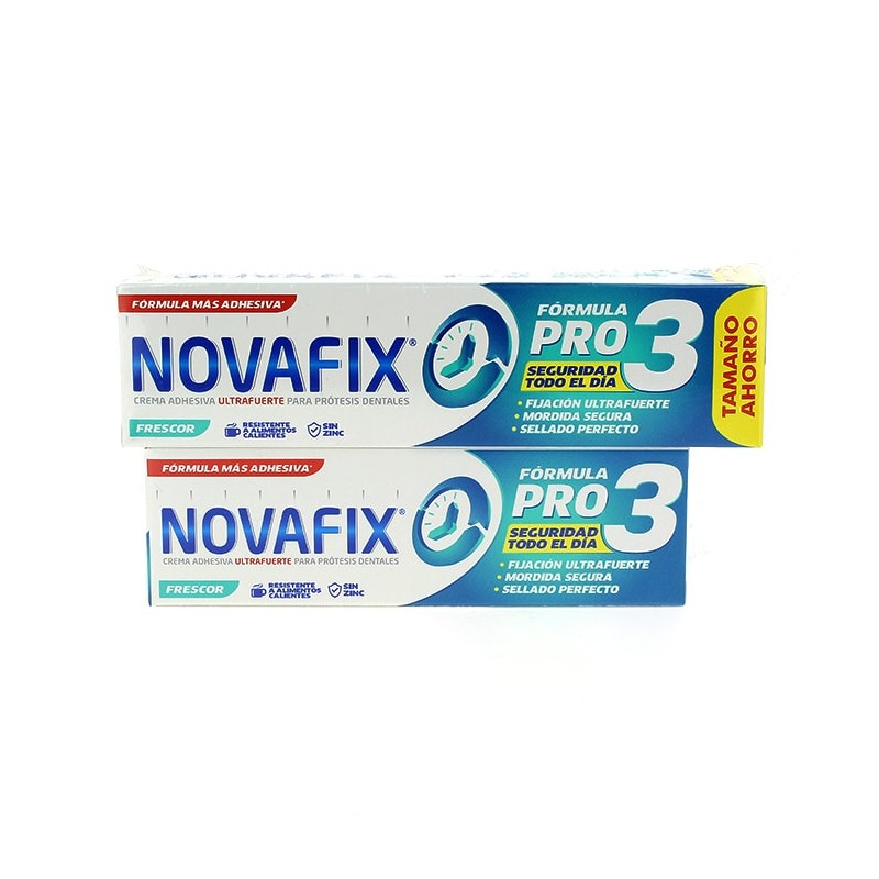 Novafix Fórmula Pro 3 Frescor Crema Adhesiva para Prótesis Dental (70 g + 50 g)