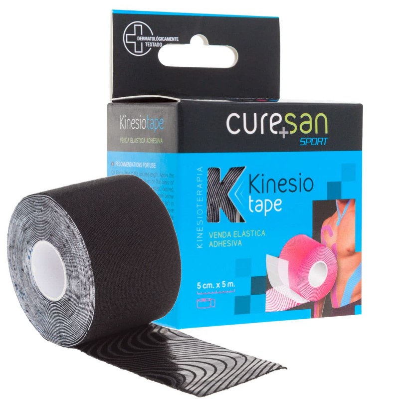 Curesan Sport Kinesiotape Venda Elástica Adhesiva Negra (5 cm x 5 m) - 1 Unidad