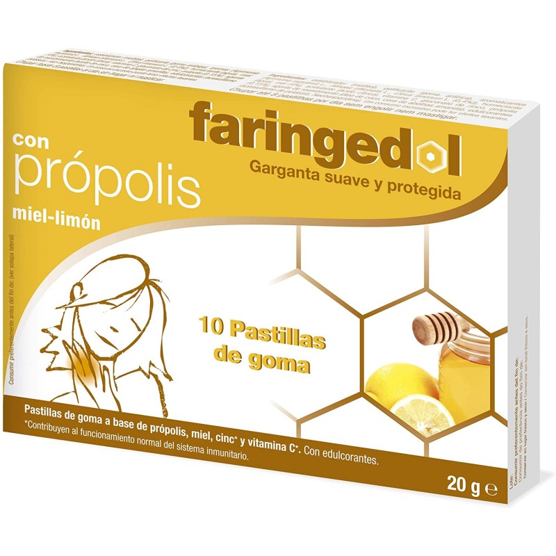 Faringedol con Própolis Miel-Limón - 10 pastillas de goma
