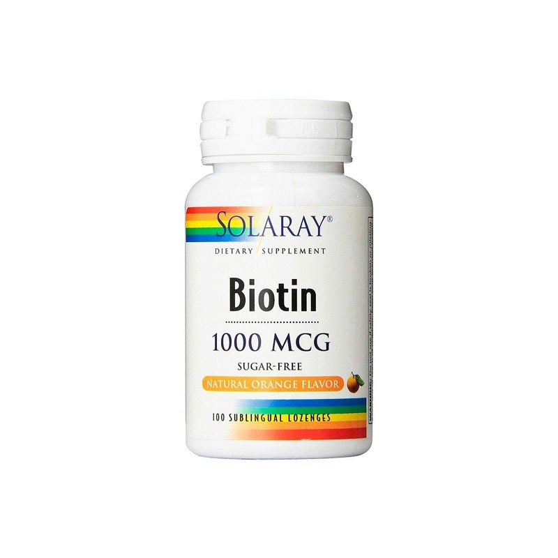 Solaray Biotin 1000 mcg Sabor a Naranja - 100 Comprimidos Sublinguales