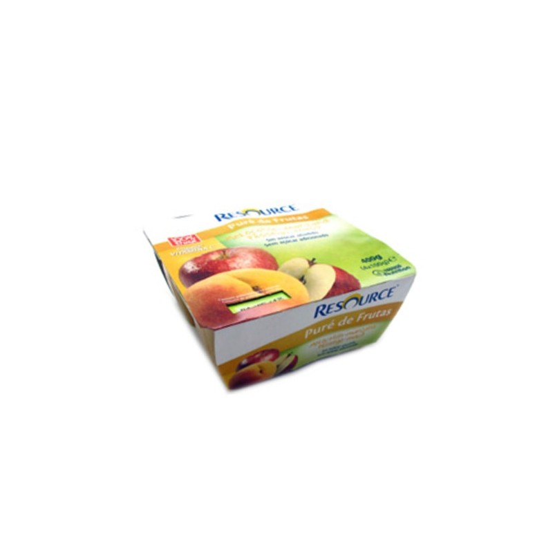 Nestlé Resource Puré de Frutas Sabor a Melocotón-Manzana (4 x 100 gr)