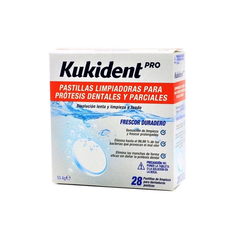Kukident Pro Pastillas Limpiadoras para Prótesis Dentales y Parciales - 28 Unidades