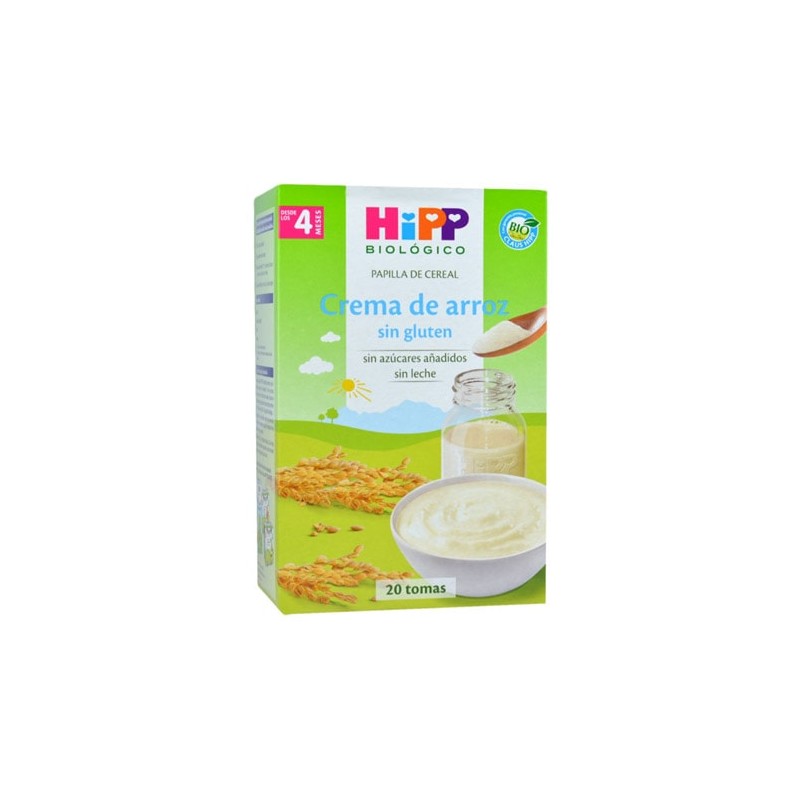 HiPP BIO Papilla de Cereal Crema de Arroz Sin Gluten +4 Meses - 20 Tomas (400 g)